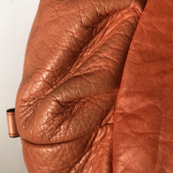 LUCKY BRAND Orange Soft Leather Large Tote Purse Double Handle Satchel H… - Picture 12 of 16